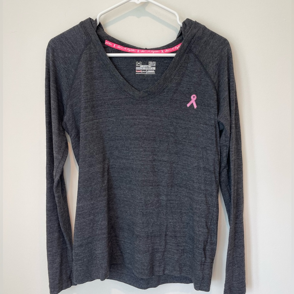 Under Armour pullover tee, breast cancer aware power in pink, size medium